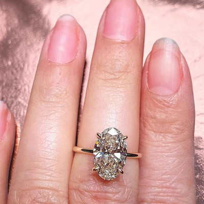 950 Platin Damen Ehering 5,15 ct IGI Lab Created Ovalschliff Diamant E F VVS