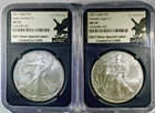 2021 Silver Eagle 2 Coin Set- Type 1 and 2 - NGC MS-70 - Limited Black Slab