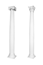 HEXIM Dekosäule Halbsäule Wandsäule Stucksäule PU weiß Kapitell Säulenfuß N3220