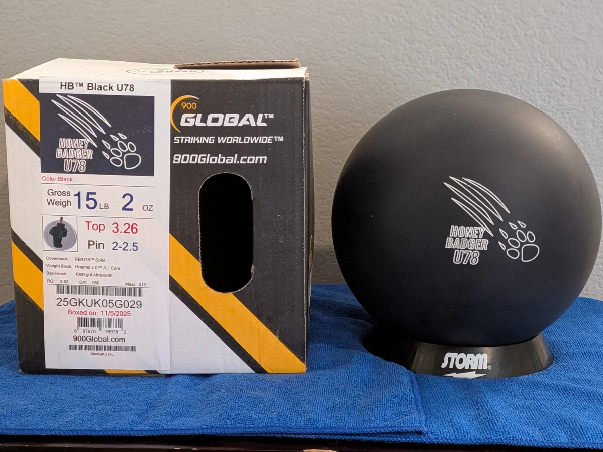 900 Global Honey Badger Black U78 15LB Urethane Overseas Undrilled