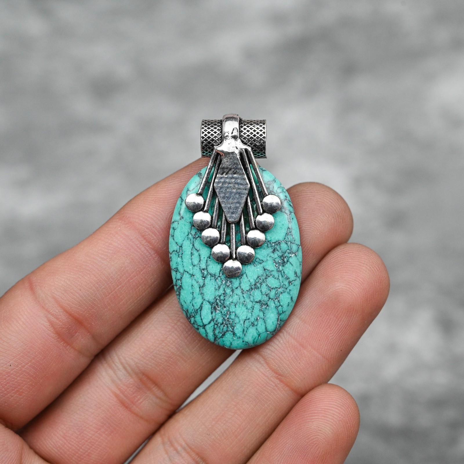 Natural Turquoise Gemstone Handmade 925 Sterling Silver Pendant Jewelry For Gift