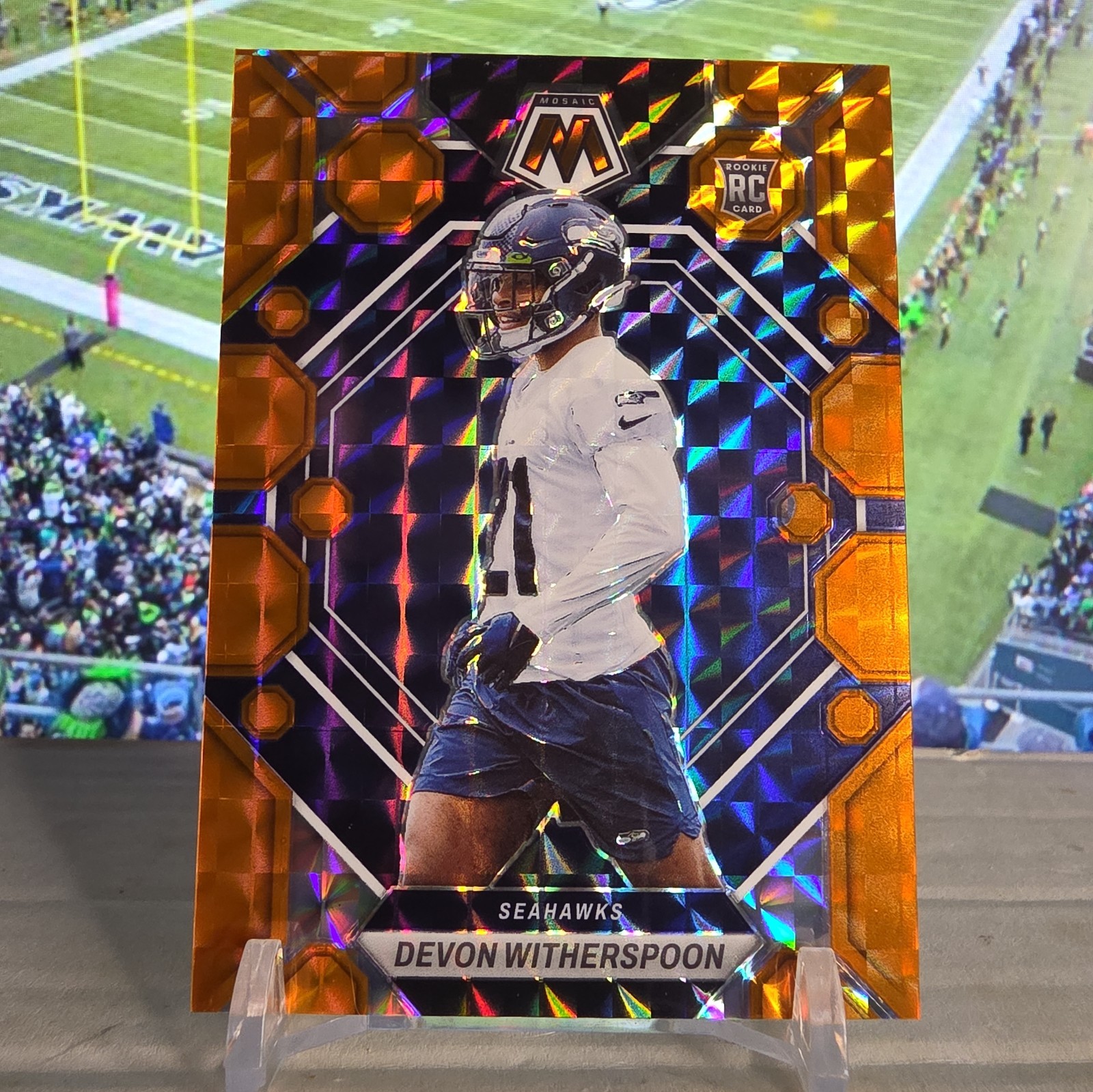 2023 Mosaic Orange Prizm Devon Witherspoon #313 /199 RC Seattle Seahawks