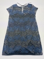 Loft Navy Blue Black Lace Sheer Layered Dress Sz 14 Boho Whimsigoth Fairy Grunge