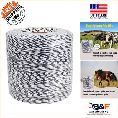 Multi Strand Electric Fence Polywire - 1312 Feet with 600 lbs Breaking Strength