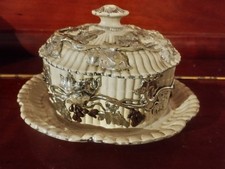 Ancienne boite Villeroy & Boch XIXéme Ruban Feuilles de Vigne Plaqué Argent