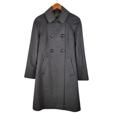 Max Mara Studio 100% Wool Women's Trench Coat Jacket US 4 Small Double Breasted 