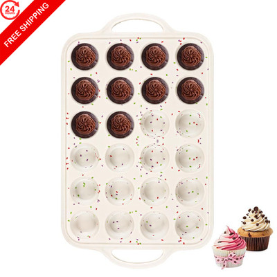 Fimary Silicone Mini Muffin Pan With Mini: 24 Cups×1pack, Creamy Confetti
