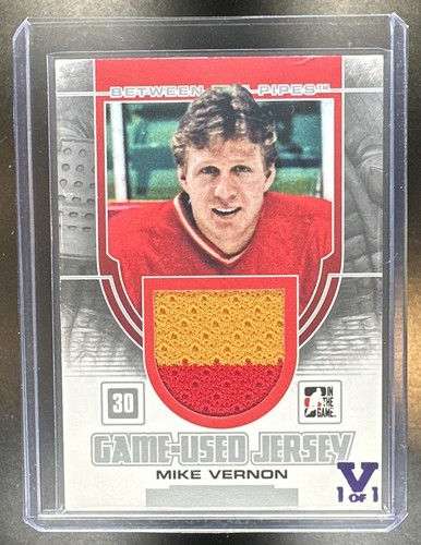 2013-14 ITG Between The Pipes Mike Vernon Game Used Jersey MEM Silver Vault 1/1