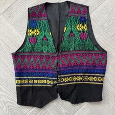 Vintage Handmade Guatemala Embroidered Women's Vest, Small, Multicolor