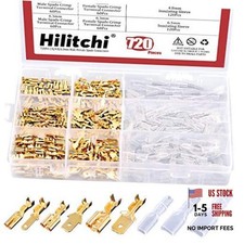Hilitchi 720Pcs Gold Quick Splice Male and Female Wire Spade Connector Wire