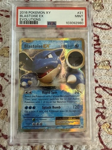Pokémon TCG XY Evolutions Blastoise EX 21/108 PSA 9 MINT 2016 graded card