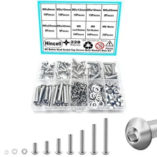 228pcs Stainless Steel M5 Socket Cap Screws Bolts Washers Nuts Kit (M5 x 8mm ...