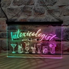 Intoxicologist Bar Drinks Pub LED Neon Light Sign Colorful Flowing Effect Style