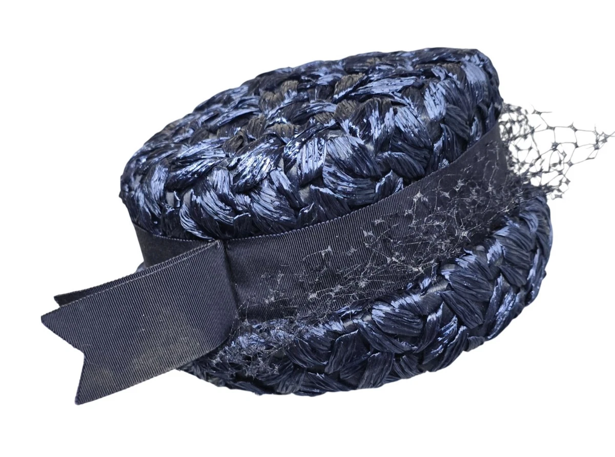 Pillbox Blue Straw Vintage Hats for Women for sale | eBay display picture 2