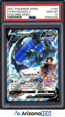 Pokemon 2021 Rayquaza V 194/203 Alt Art Evolving Skies GEM MINT PSA 10