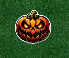 Halloween scary pumpkin head 100 waterproof sticker decal - several sizes