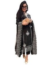 Women's Rayon Blend Straight Embroidered Kurta with Pant  Dupatta