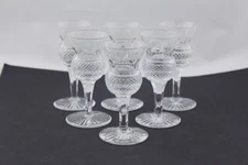 SET OF 6 BEAUTIFUL EDINBURGH CRYSTAL 3-3/8 CORDIAL GLASSES THISTLE CUT - MINT