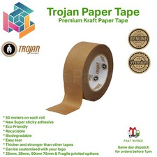 Brown Kraft Paper Packaging Parcel Tape Eco Friendly Biodegradable Recyclable50m