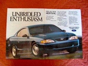 1994 FORD MUSTANG  COUPE - ORIGINAL PRINT CAR AD -VERY GOOD  CONDITION