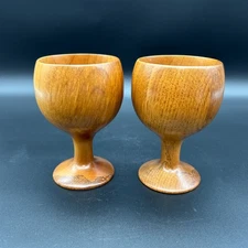 Oregon Myrtlewood Wine Goblets Rustic Barware Lot of 2 Mid Century Modern