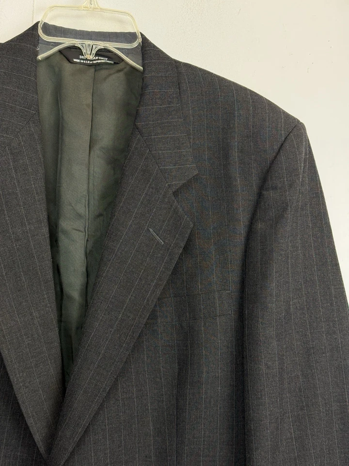 Henry Grethel Suit Mens 42R Blazer Jacket 36X32 Pleated Pants Grey Striped Wool - image 4 of 4