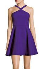 LIKELY 'Ashland' ~Purple Stretch Crepe X Front Fit-Flare Party Dress 0 NEW $178