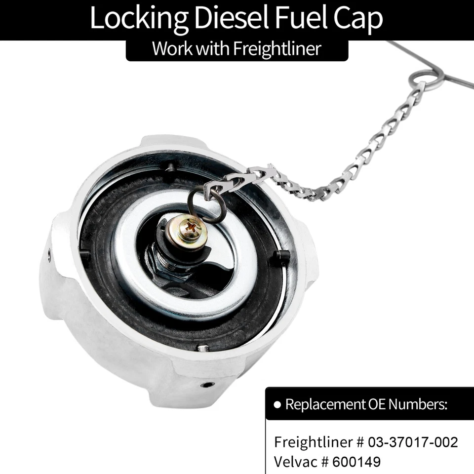 2x Locking Diesel Fuel Cap for 96-18 Freightliner Cascadia Columbia 03-37017-002 - Изображение 2 из 4