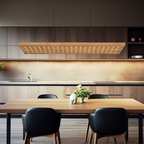 Lampada di Legno Luce a Sospensione Sala da Pranzo Cucina LED 3 Stufendimmer