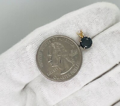 1.00ctw Round Jet Black AAA Natural Diamond Pendant 14K Solid Yellow Gold