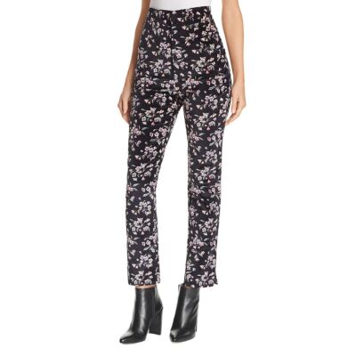 REBECCA TAYLOR NEW Women's Tilda Floral Velvet High Rise Casual Pants 4 TEDO