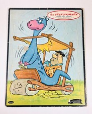 Vintage Whitman The Flintstones Fred Dino Driving Frame Tray Puzzle 4453 USA