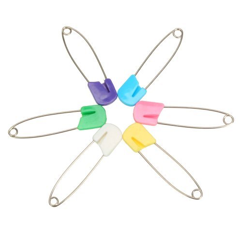 10 Large NAPPY SAFETY PINS Metal Plastic Craft Scrapbook Sewing Baby diaper 50mm - Bild 2 von 3