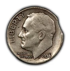 1956 10c Roosevelt Silver Dime - Mint Error Clipped Planchet - SKU-Z5339