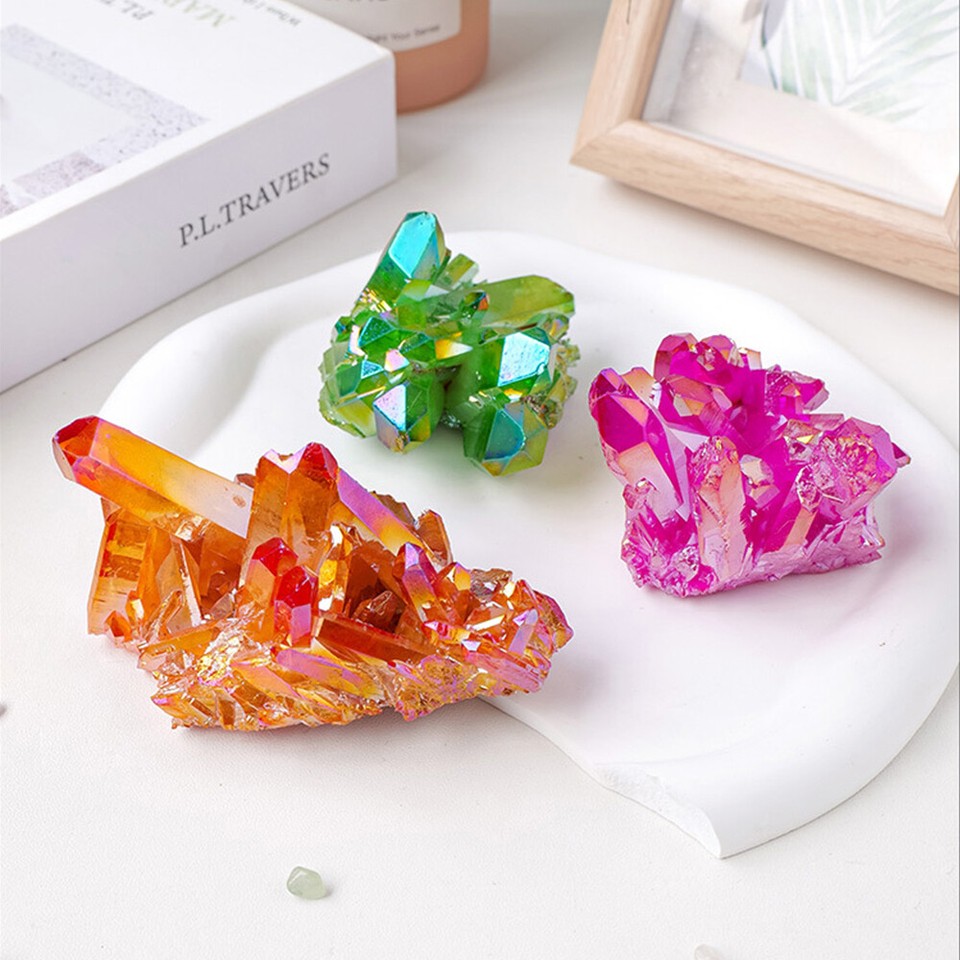 NATÜRLICHER QUARZKRISTALL RAINBOW Titanium Cluster Mineral Specimen Healing Kit $12.94 - PicClick AU