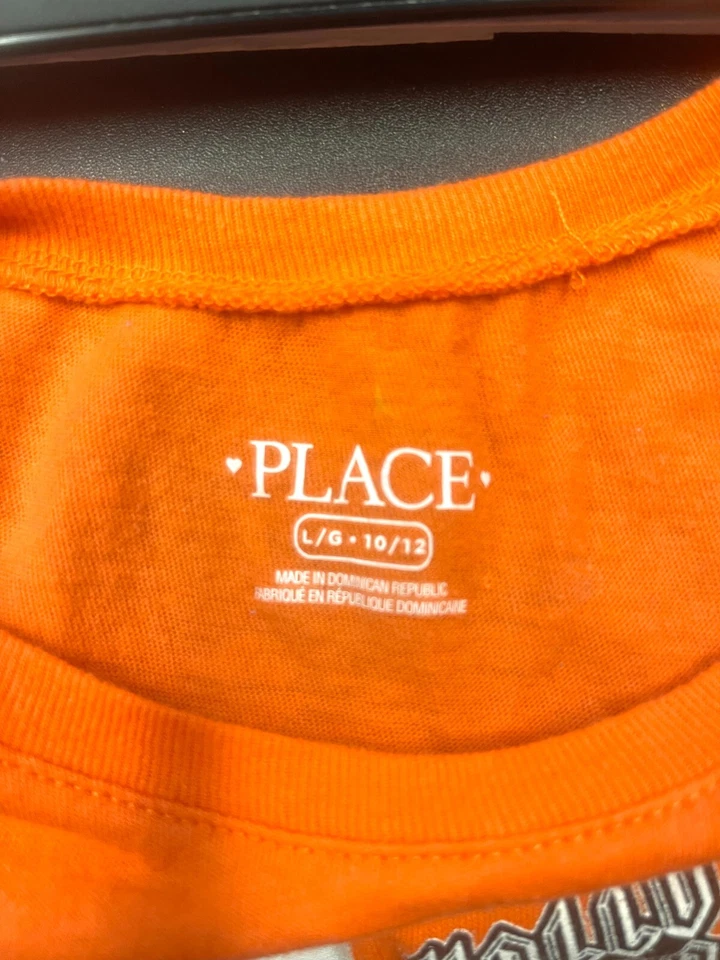 Childrens Place Orange Large 10/12 Kitty Cat Long Sleeve Kids Halloween shirt - Image 3 of 4