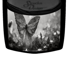 Grayscale Crystal Butterfly Wings Stone Hood Truck Wrap Vinyl Car Graphic Decal