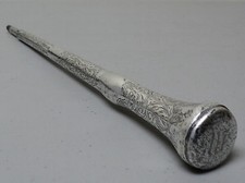 FABULOUS VICTORIAN PERIOD ENGRAVED STERLING SILVER 12" UMBRELLA/PARASOL HANDLE