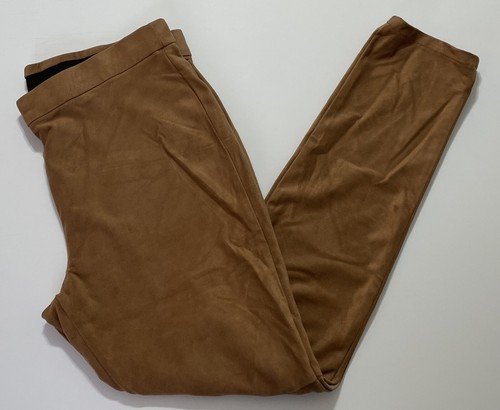 LARGE brown pull on faux suede leggings 