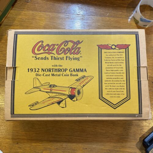 VTG Ertl 1995 Coca-Cola 1932 Northrop Gamma Die Cast Airplane Metal Coin Bank - Picture 4 of 6