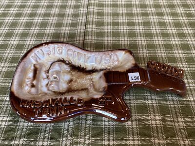 Vintage Music City USA Nashville Tennessee Guitar Ashtray Souvenir Ceramic Glaze