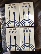 4 New GEMS Audio/Aux Cables 6ft Braided Blue - Male to Male - FREE S H