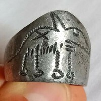 Ancient Old Viking Era SILVERED FABULOUS BIRD Ring Runic Ornament VERY RARE