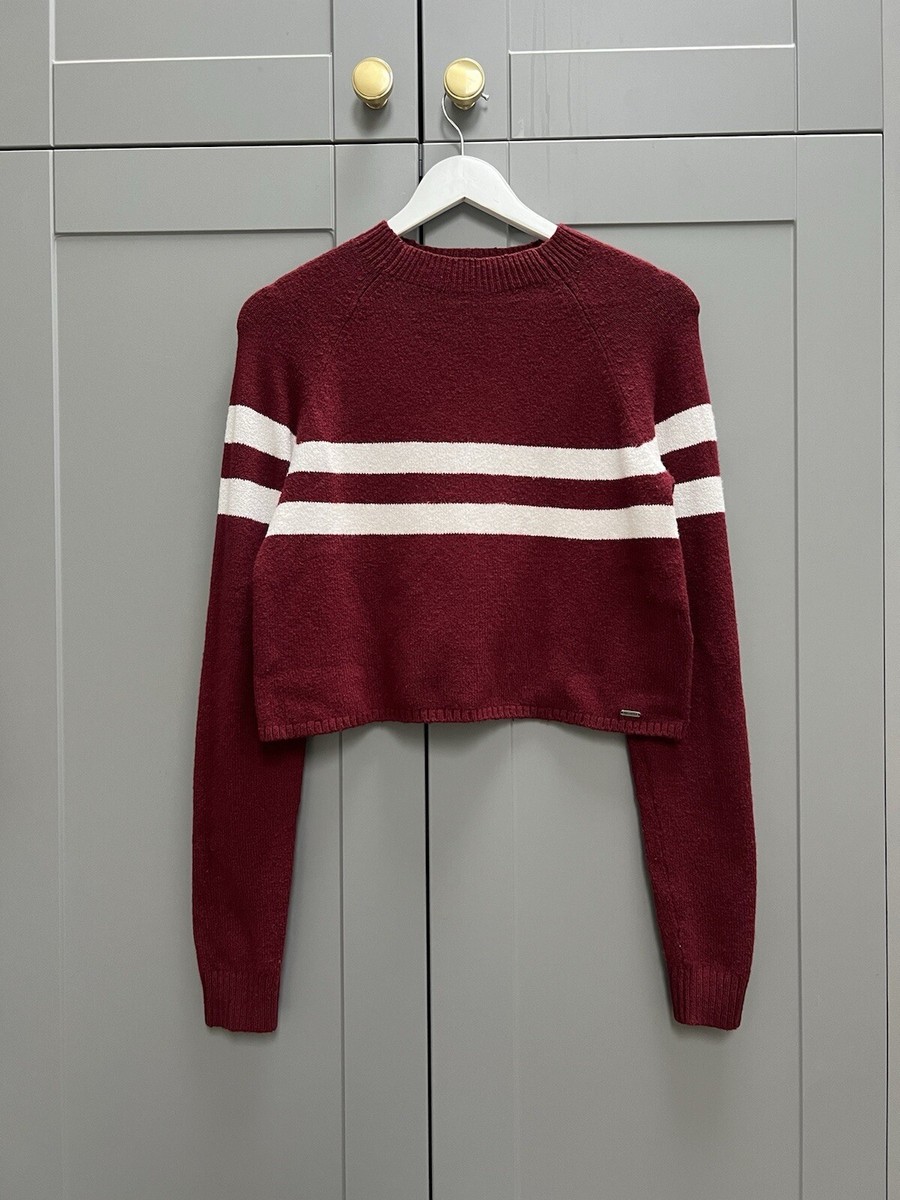 Red Hollister Cropped Sweater Hollister Burgundy Jumper Deals