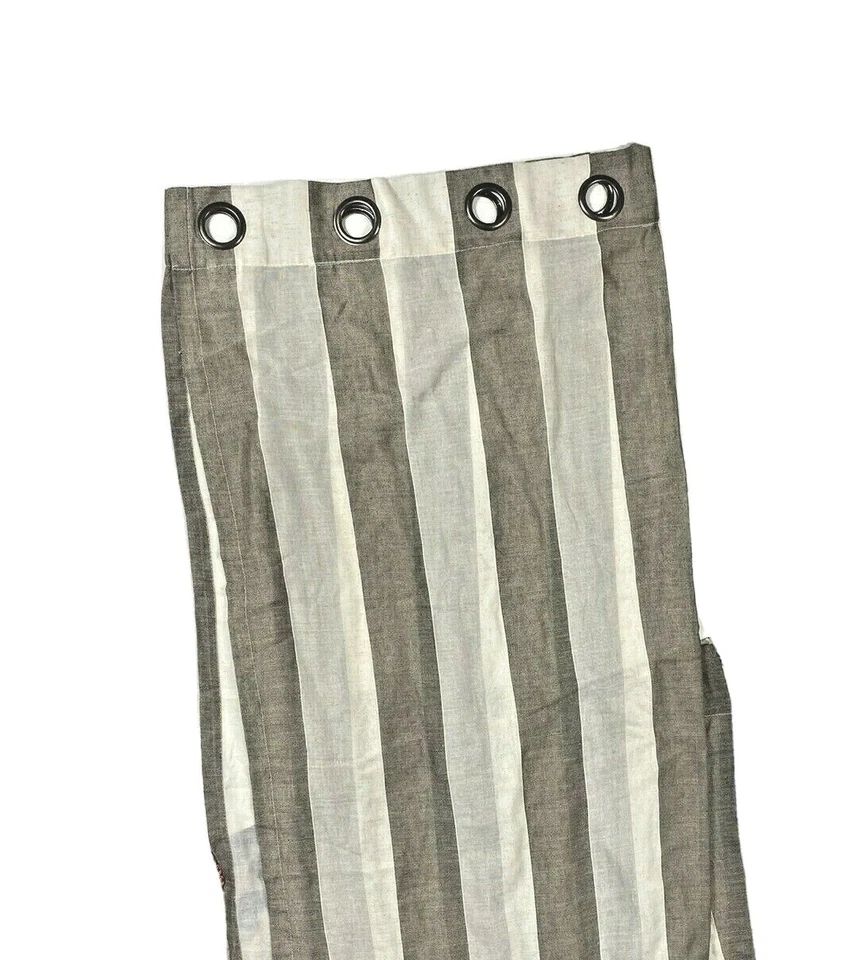 2 Paneles Cortinas de Lujo Softline Lino Largo Beige Tostado Rayas Ojal Foto 4 de 4