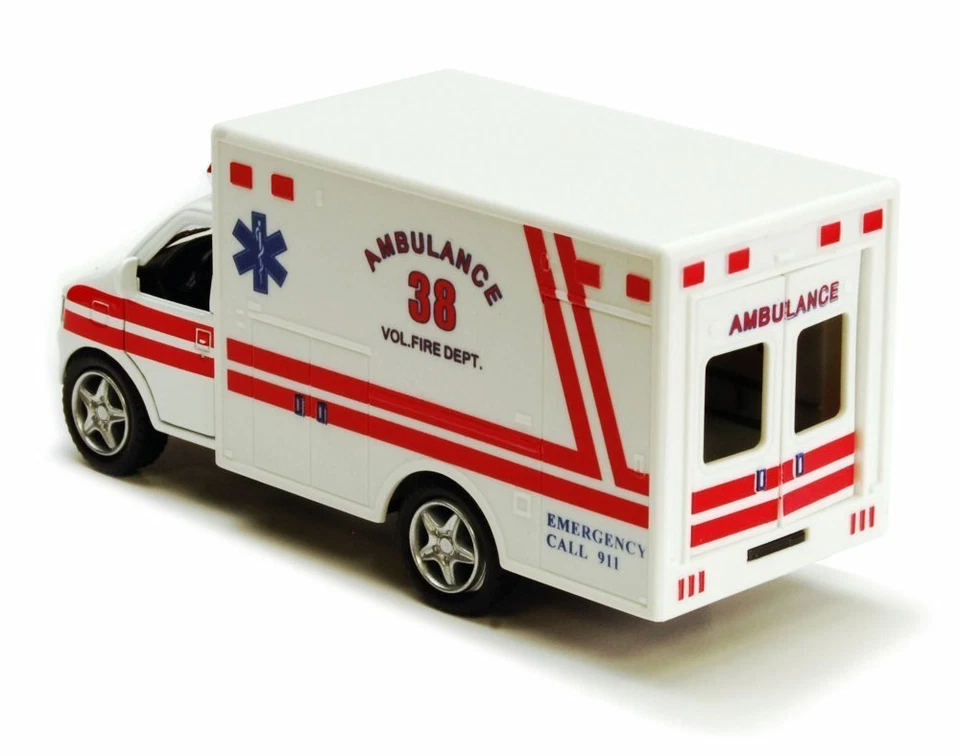 Camión modelo fundido a presión Kinsmart 5,25" rescate ambulancia de emergencia médica blanco  Foto 3 de 3