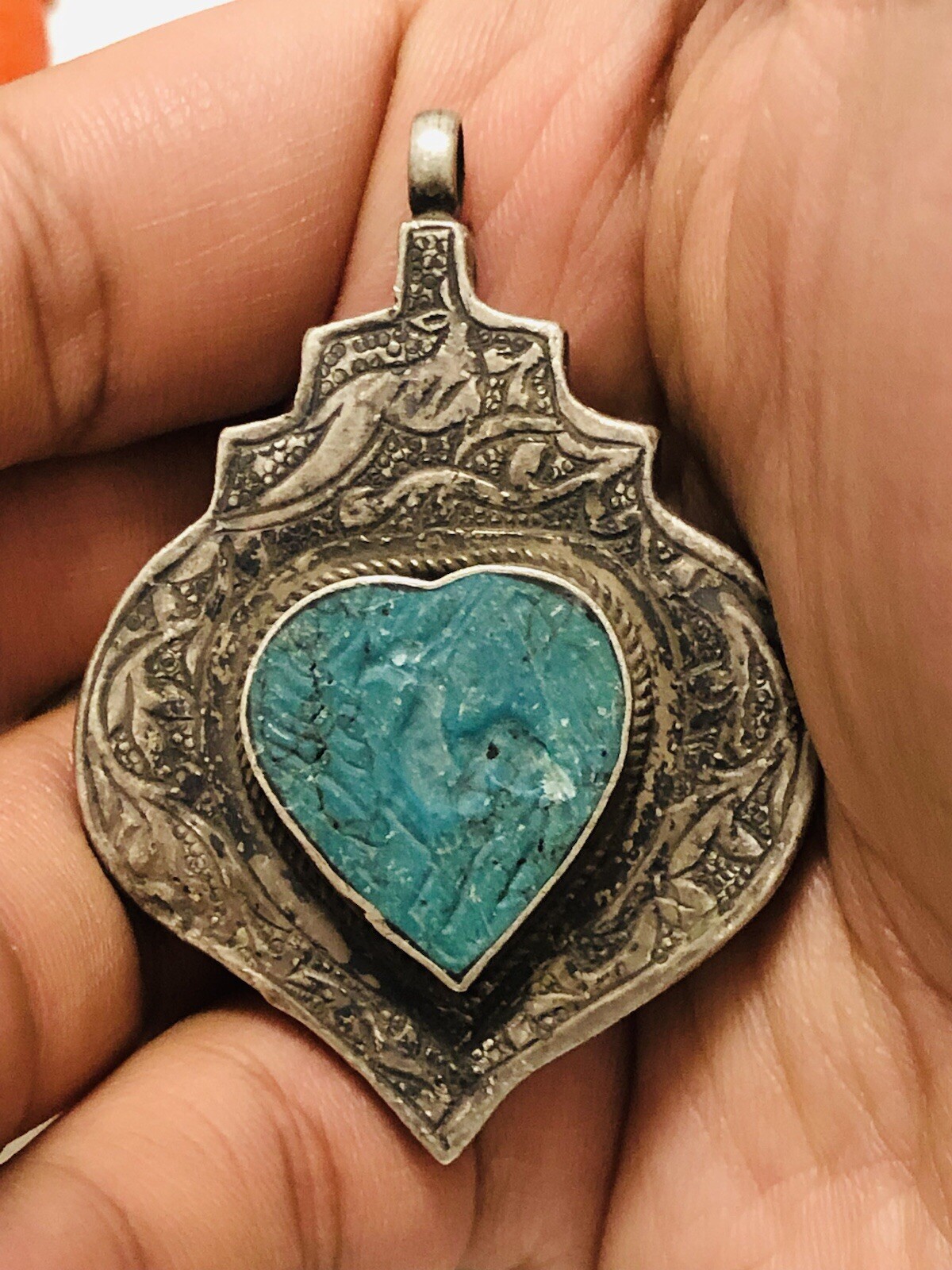 Solid Silver 925 Beautiful Genuine Turquoise Inta… - image 9