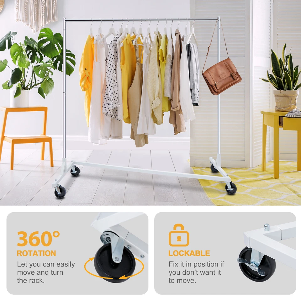 2 ШТ. Коммерческая Стойка для Одежды на Рулонах Складная Полка для Одежды Z-Base с Колесами - Изображение 2 из 4