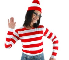 Where's Waldo Wenda Long Sleeve Pullover Shirt Adult Costume LARGE/XL NEW UNWORN