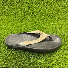 OOfos OOlala Luxe Womens Size 9 Cream Black Beach Walking Flip Flops Sandals